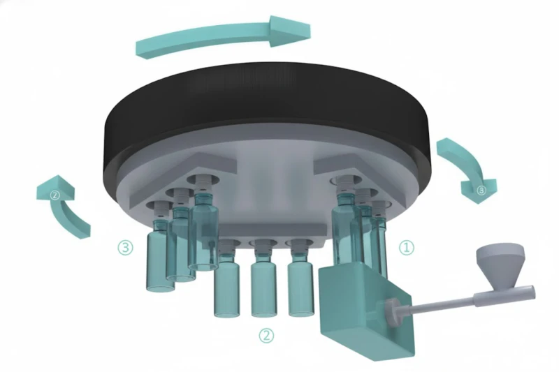 Three-station display of blow molding machine