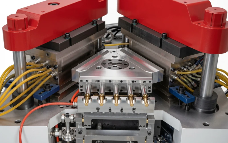 ZQ60HE all-electric injection blow molding machine mould set – servo-compatible core pin array and precision cavity tooling for high-speed fully electric IBM machine